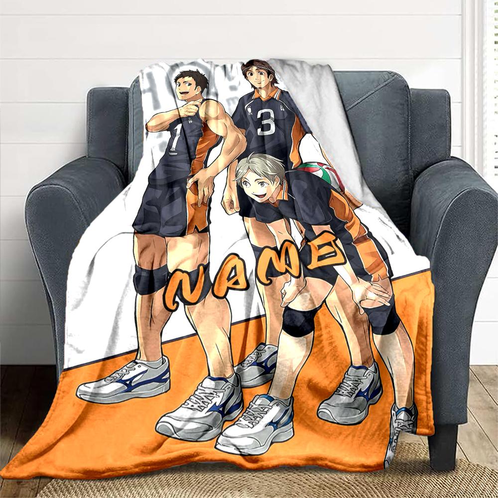 Custom 1pc Haikyuu!! Team Spirit Blanket, Soft And Comfortable Blanket, Casual Warm, Camping Travel Blanket, Birthday Gift Q91277