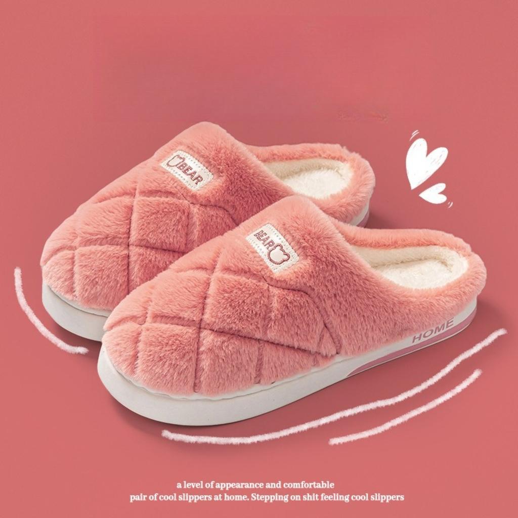 Home Shoes, Thick Soled Slippers, Plush, Cotton Slippers, Warm Shoes, Plush, Couple Slippers
