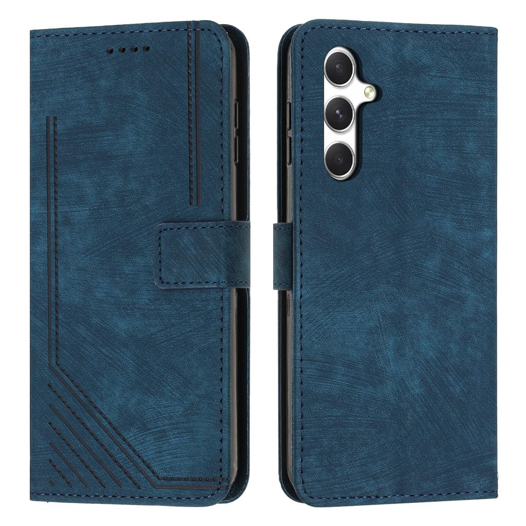 For Samsung Galaxy A56 5G Case Imprinted Lines Leather Phone Cover Folding Stand