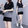 Fashionable Short-sleeved Plus-size Suit for Women In Summer, Loose Slimming Shorts, Age-reducing Belly-covering Casual Two-piece Set