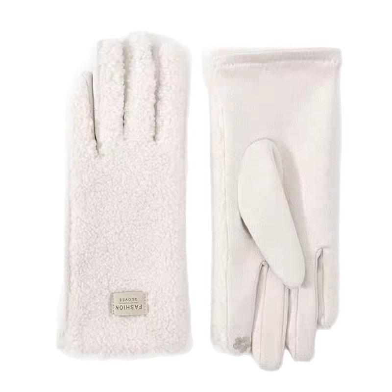 Imitation Teddy Hair Suede Women Winter Keep Warm Touch Screen Gloves Fashion Personality Add Velvet Thickened Soft