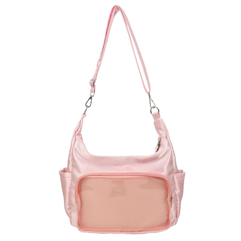 Fashion Aesthetic Soft Fabric Hobo Bag for Women Clear Pocket Ita Crossbody Bag Kawaii Girls Casual Shoulder Bag for Daily