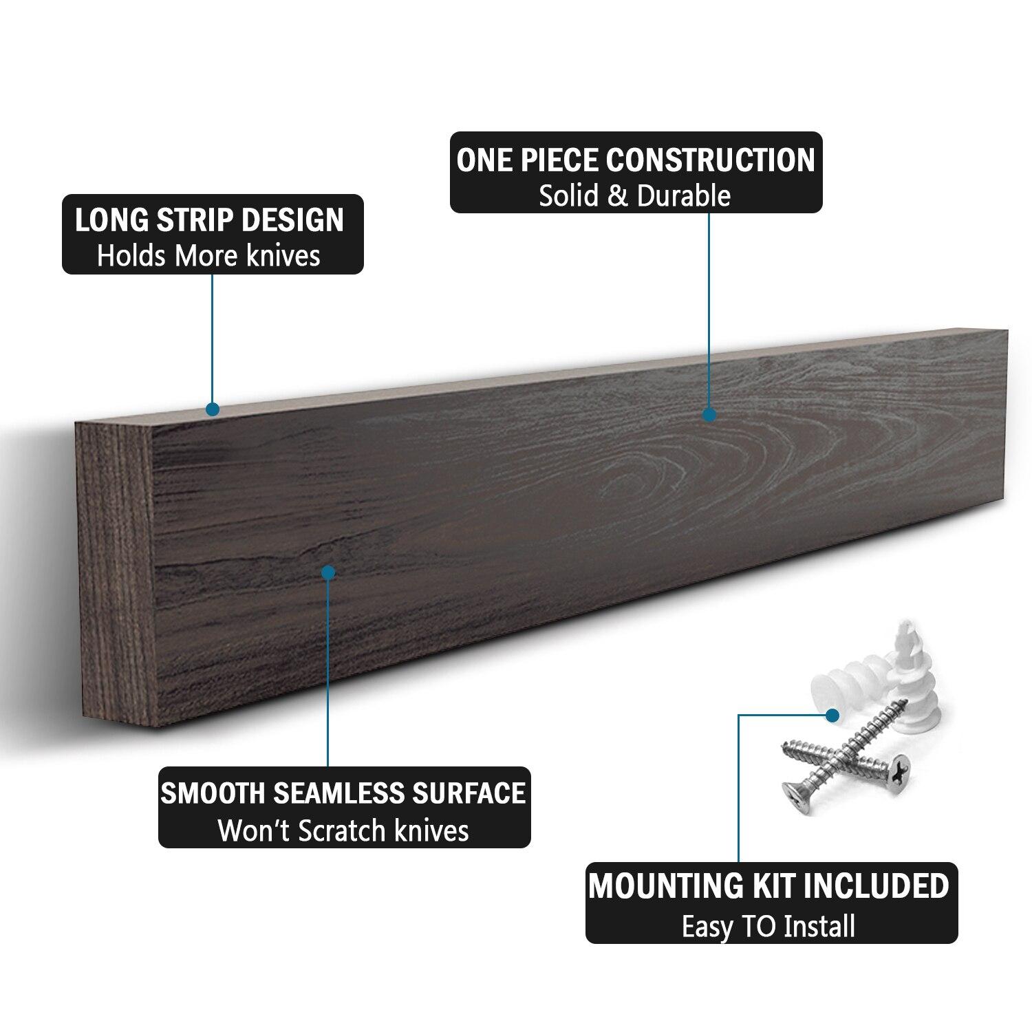 

Магнитный держатель для ножей, деревянное настенное крепление, 16-дюймовый блок, держатель для хранения, сильная магнитная подставка для ножей, органайзер