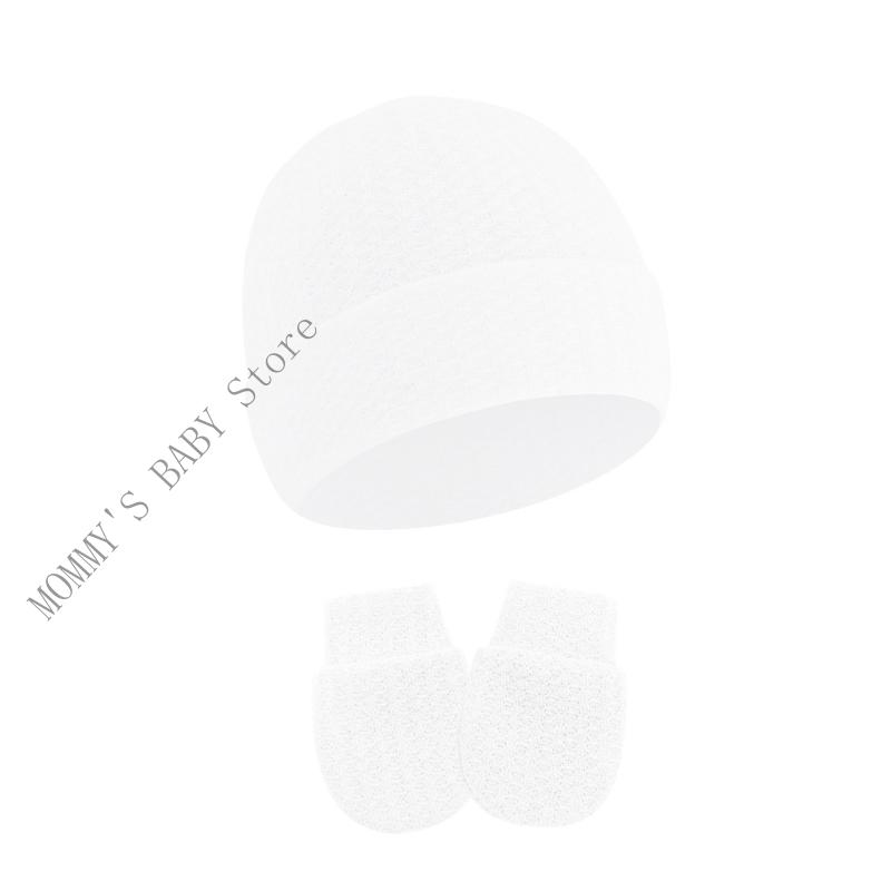 H3CD 2Pcs/set Baby Cotton Hat and Scratch Proof Mittens for Newborns Up to 6 Months