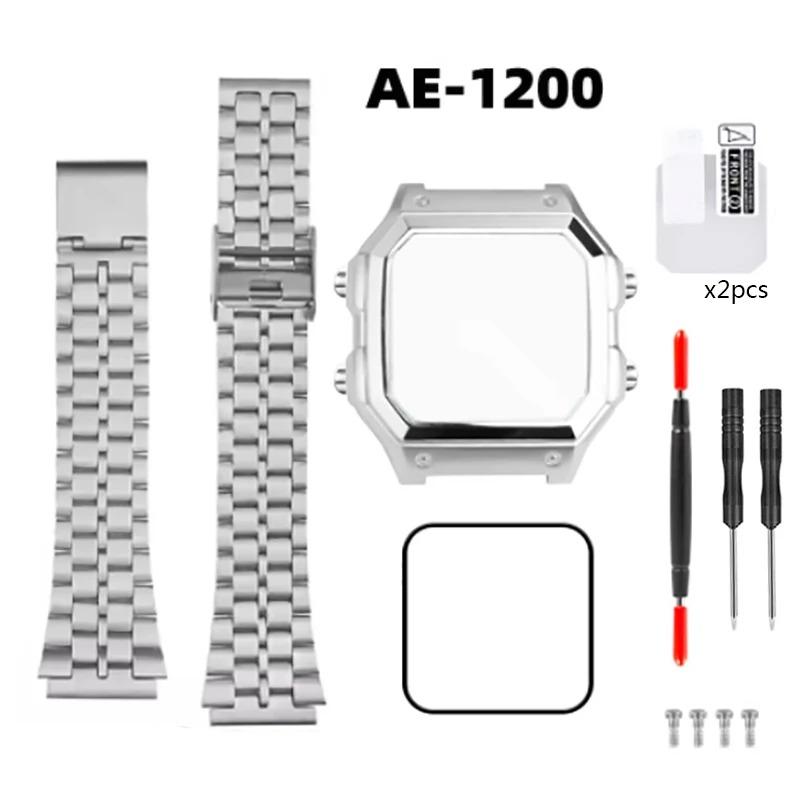 Pro Casio 3299 AE-1200 AE-1200WH AE1300 Modifikované pouzdro hodinek z nerezové oceli 304 AE1200 Celokovové pouzdro Ocelový řemínek