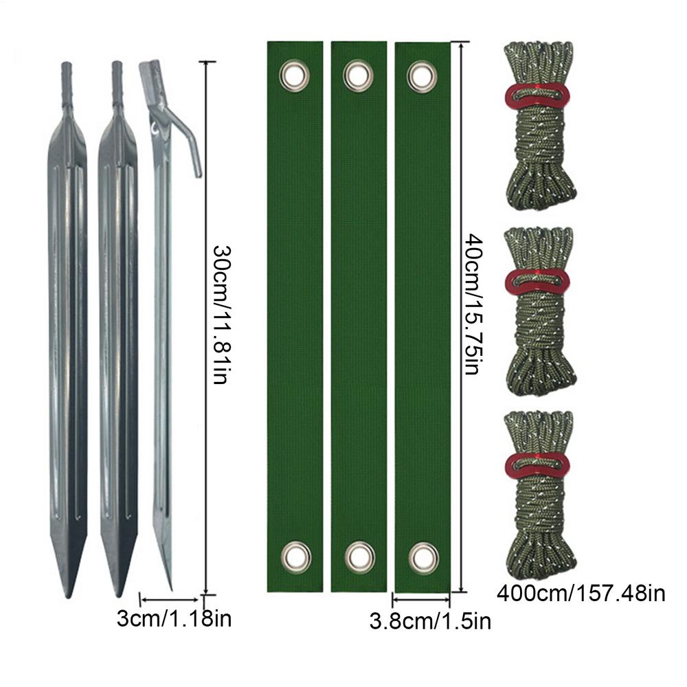 Heavy Duty Tree Stake Kit Metal Tree Stake With 3 Tree Straps And Ropes Tree Support Tools Leaning Trees Protection Stake Kit