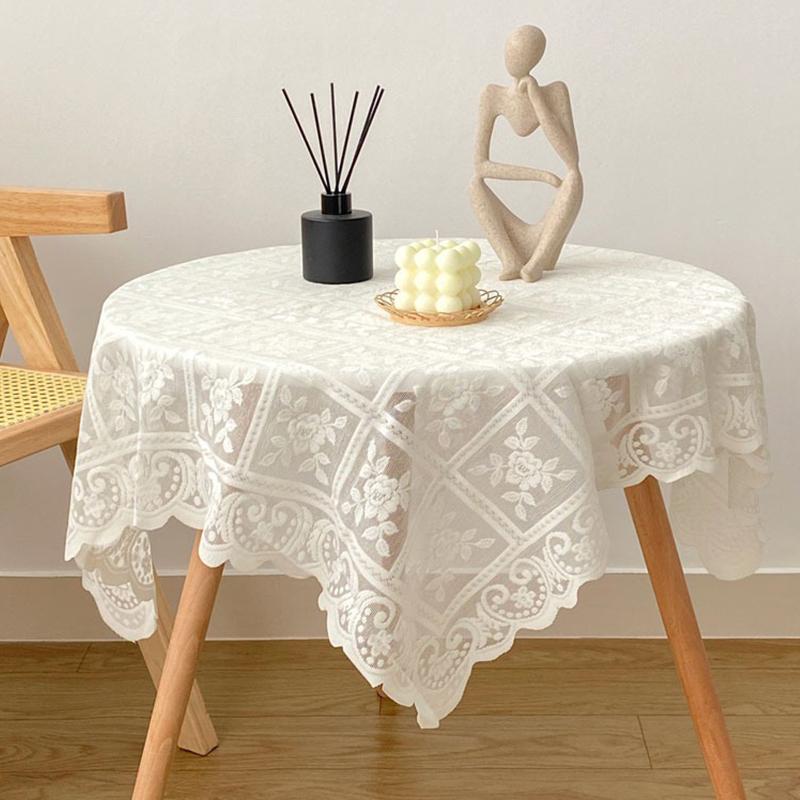 

1PCS Antique Embroidered Lace Square Lace Tablecloth for Tea Table Decoration Kitchen Table Linen Wedding Dining Table Cloth CZB 60*60cm бежевий