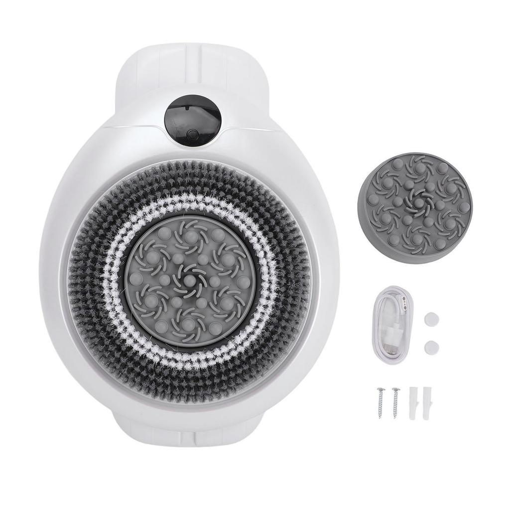 Electric Shower Back Cleaning Brush Deep Cleansing Wall Mounted Automatic Back Scrubber with Replacement Silicone Brush
