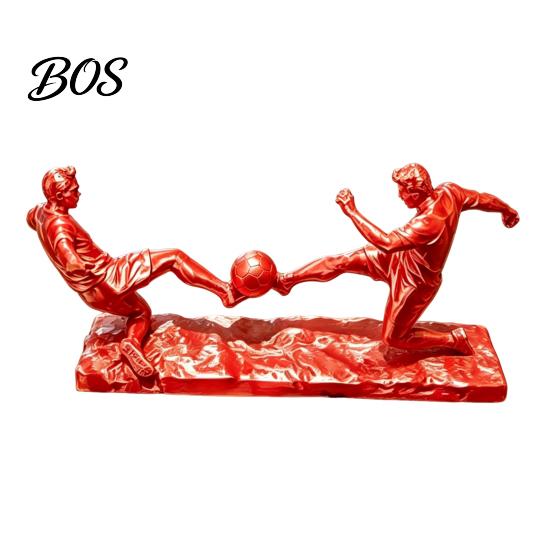 Soccer Desktop Decoration Player Statue, 3D Printed 2 Men Playing Figurine, Sports Football Figurine Collectible Table Sculpture for Home, Office