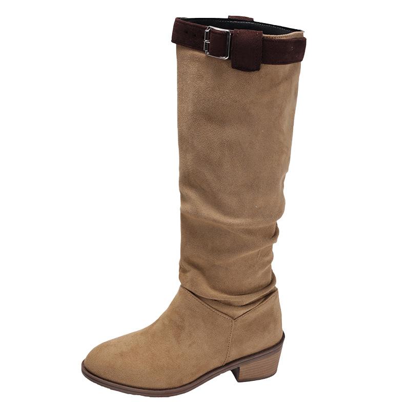 Retro but knee thick heel boots women's 2025 new spring and autumn explosion heightening knight boots slimming knight boots