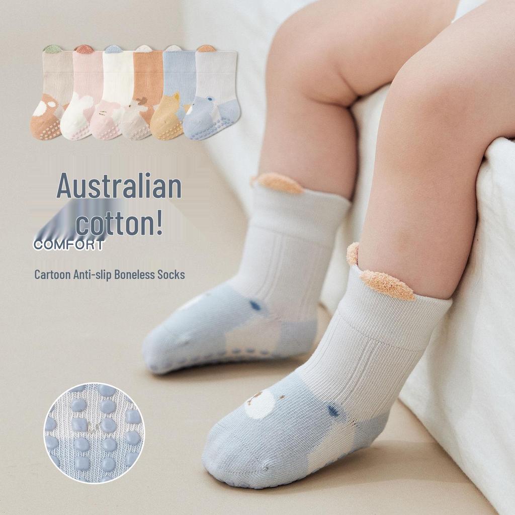 Baby Non-Slip Cartoon Cotton Socks for Newborns - Warm, Cold-Proof Walking Socks for Spring, Autumn, and Winter