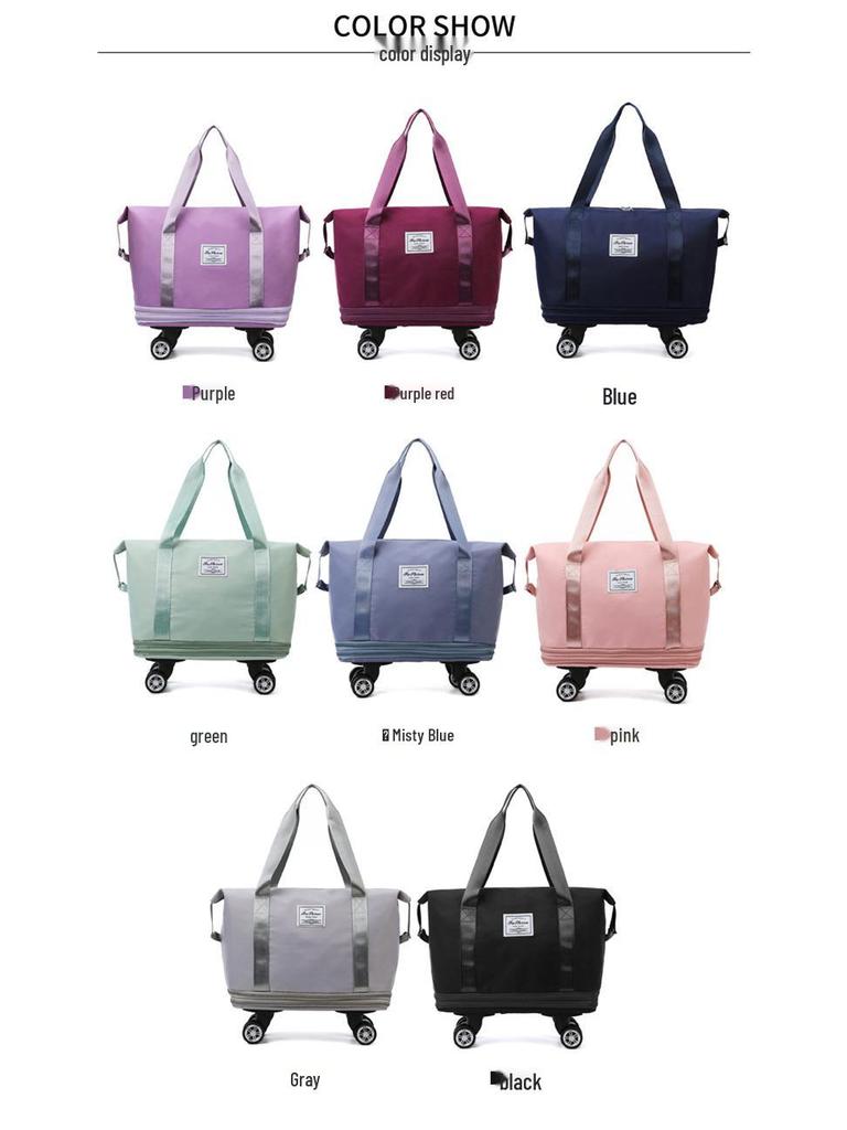 Universal Lightweight Travel Bag with Wheels, Wet/Dry Separation, Large Capacity for Gym, Yoga, or Hospital Use.