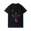 Pánská trička s potiskem Evangelion nadměrných velikostí Bavlněné topy Letní Anime Neformální Černá trička