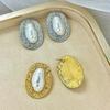 Vintage Oval Metal Pearl Earrings Imitation Geometric Exaggerated Earrings  Party Accessories