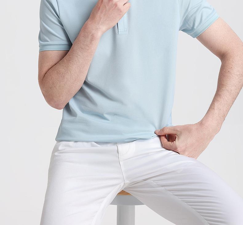 [Cool/Breathable] Langdeng Men's Short Sleeved Collar T-shirt New Summer Casual Business Solid Color Polo Shirt