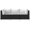 Vidaxl 3-Cz. Garden Lounge Set, Cushions, Black PE Rattan