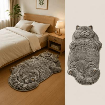 Easy To Clean Home Decor Carpet Non-Slip Cartoon Carpet Soft Cat-Shaped Area Rug  Bedrooms
