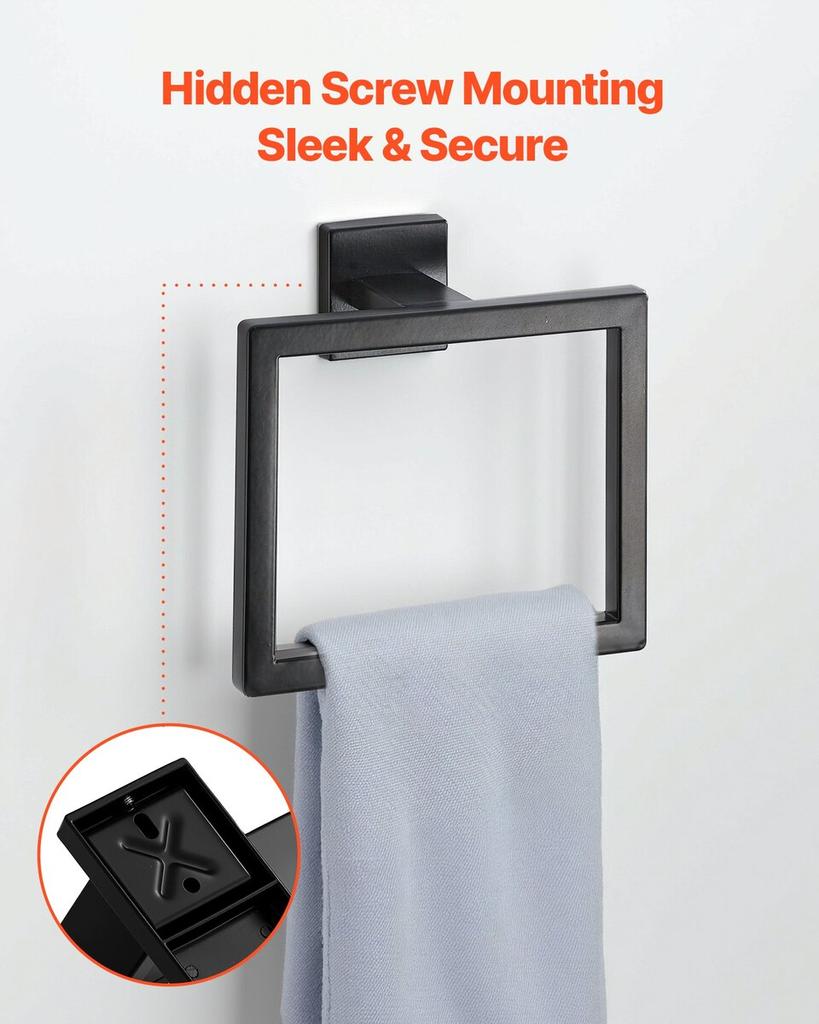 Matte Black Bathroom Hardware Set, 5 Pieces Bathroom Accessories Set, Stainless Steel 16 Inch Towel Bar, Towel Rack, 2 Robe Towel Hooks, Toilet Paper