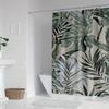 Tropical Leaf Print Shower Curtain - Polyester,  Lush Green & Black Banana Leaf Design, Modern All-Season Decor