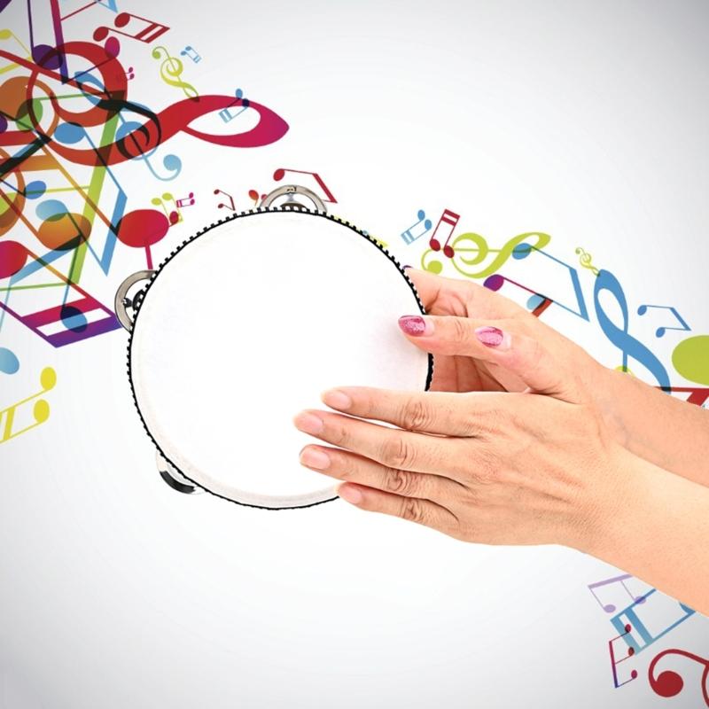 Handheld Tambourine Educational Musical Tambourine Drum for Children and Adults Wooden Tambourine Lightweight Tambourine