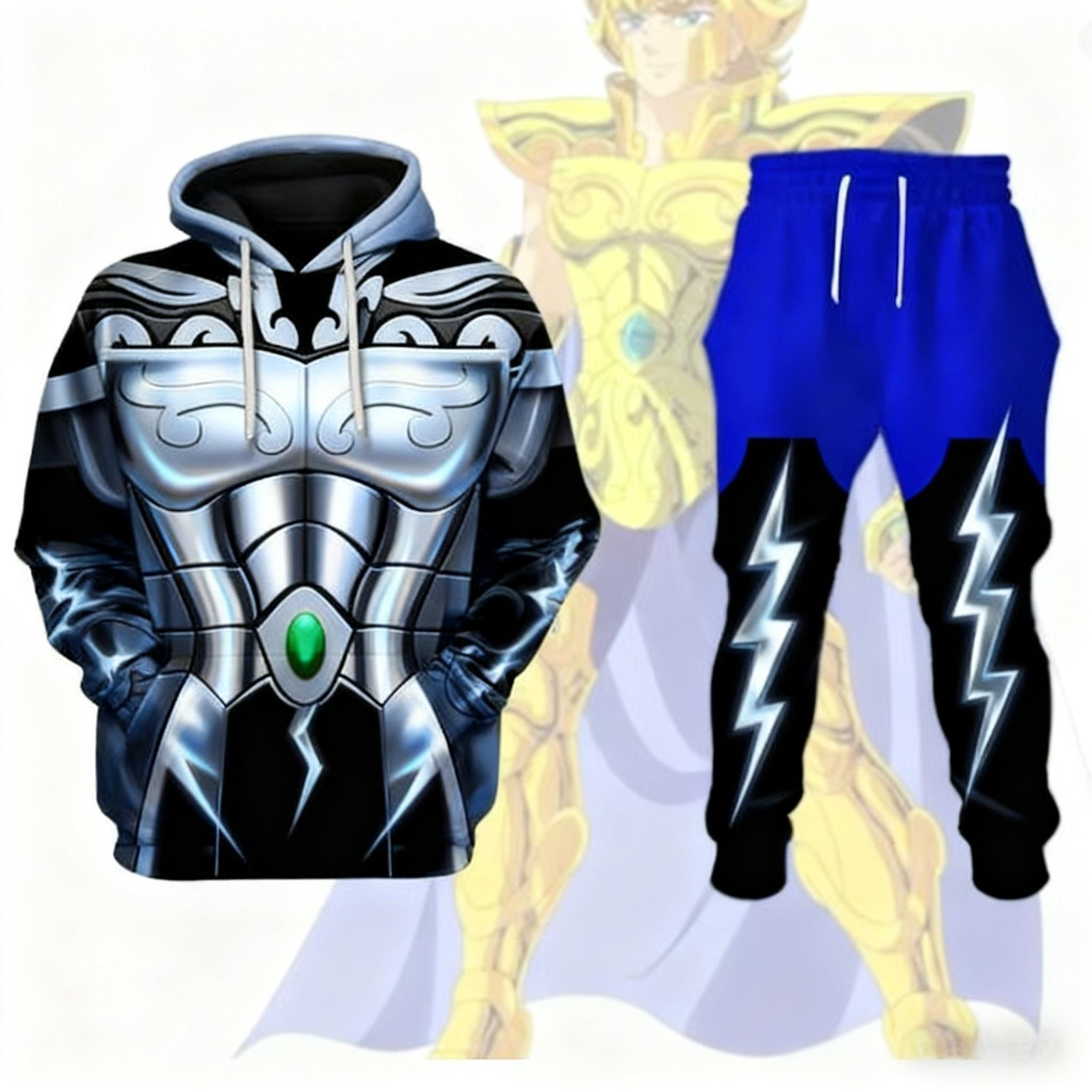 

Popular Cosplay Anime Saint Seiya printed hoodies pants sets 3D Street Harajuku Tracksuit sets Men s Sports jogging Set S