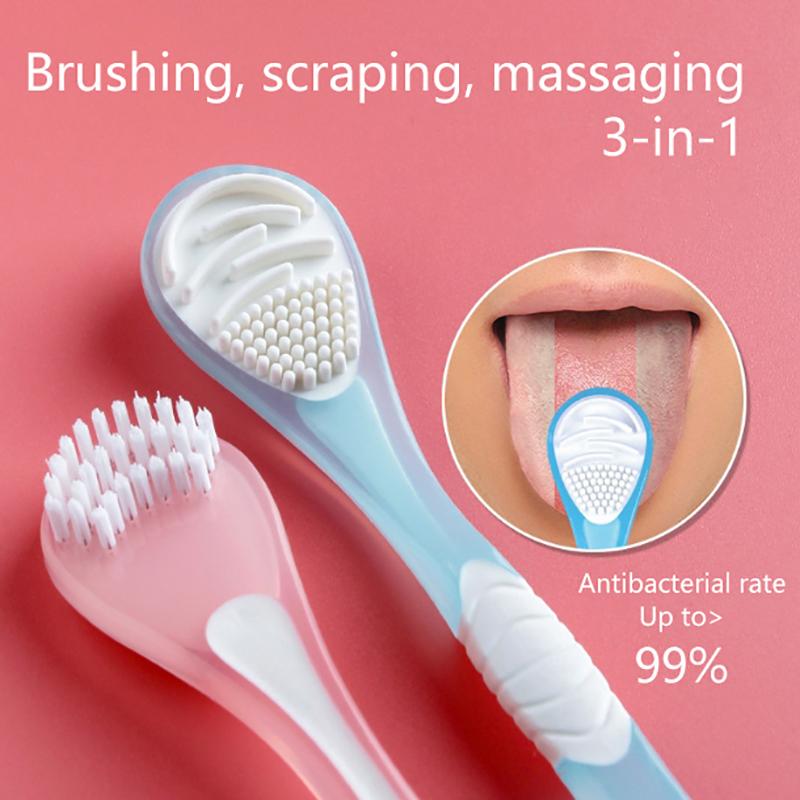 1Pcs Double Sided Tongue Coating Cleaner Antibacterial Tongue Scraper Adult Scraper Dual-Purpose For Removing Bad Breath