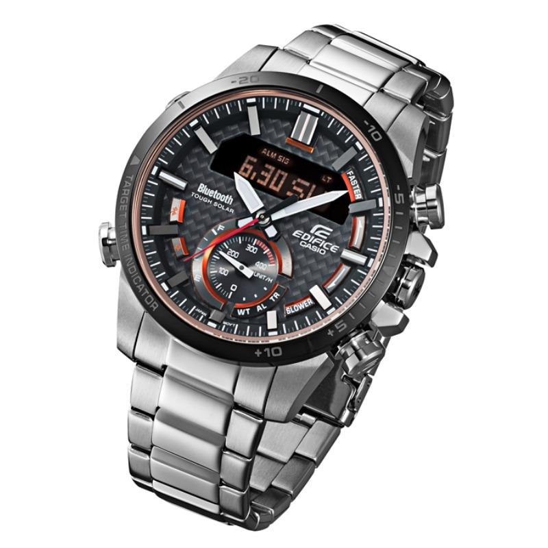 Casio Men's Stainless Steel 100M Water Resistant Quartz Watch ECB-800DB-1A