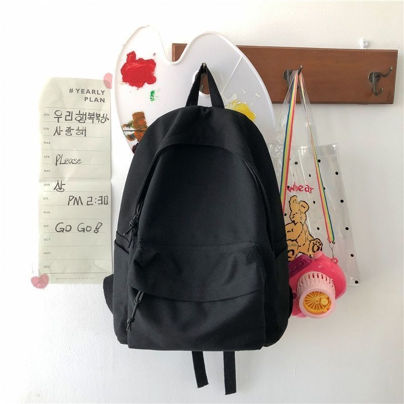 High-value schoolbag female ins style Korean version high school college student Japanese large-capacity backpack canvas simple backpack