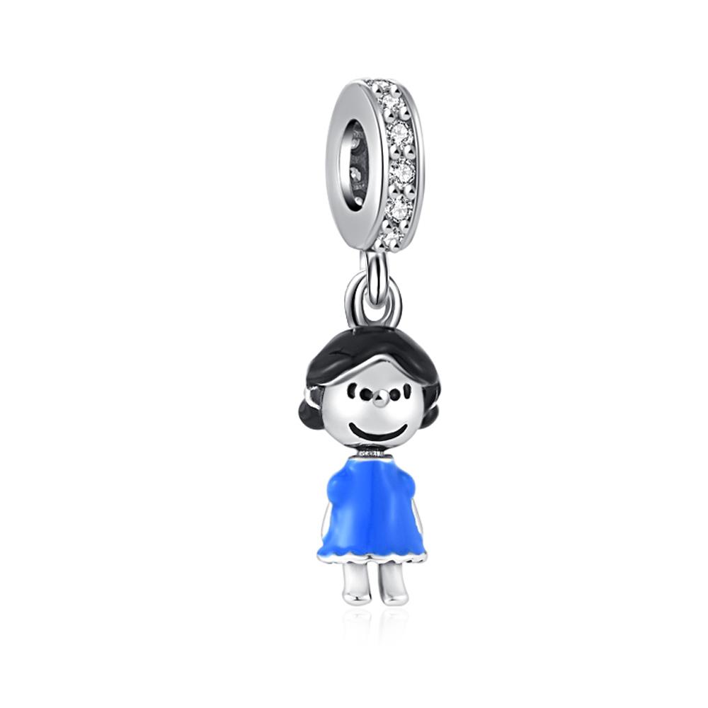 MINISO NPEANUTS@ Snoopy Charlie Brown Linus Van Pelt Peppermint Patty Pendant Original 925 Silver Charm Fit Bracelet For Women