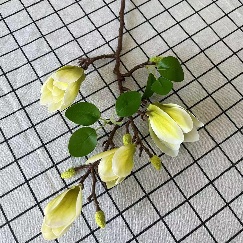 Konstgjord Blomma Silke Magnolia Bukett Gör-det-själv Po Rekvisita Bröllop Brudbukett Bord Fest Vas Hem Utomhus Trädgårdsdekoration