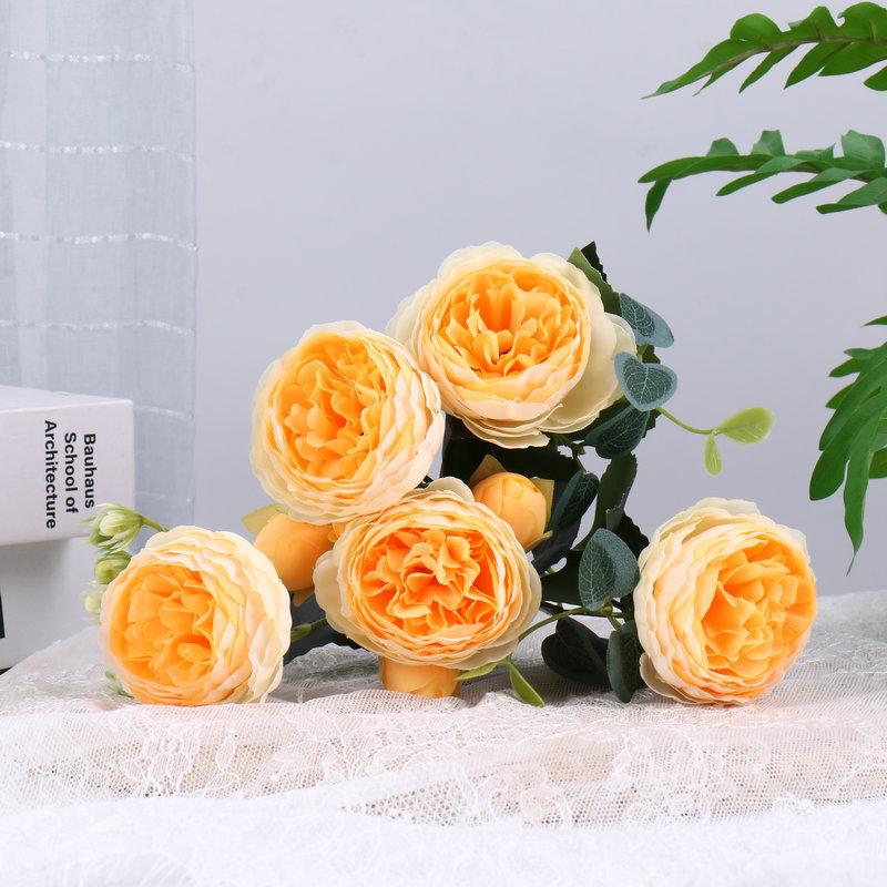 Philippos Exquisites 5-köpfiges kleines Pfingstrosen-Bouquet: Künstliche Blumen für Heim- und Hochzeitsdeko