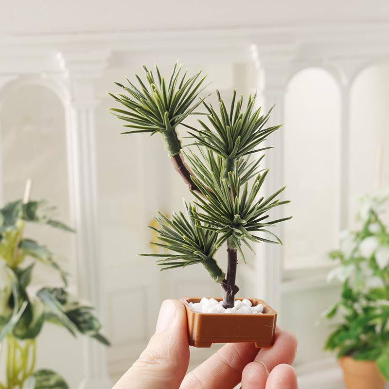 1 Stück Mikro-Landschaftsgarten Bonsai-Ornament 1/12 Puppenhaus Simulation Kieferngrün Pflanzen Bonsai-Modell Szene Dekoration