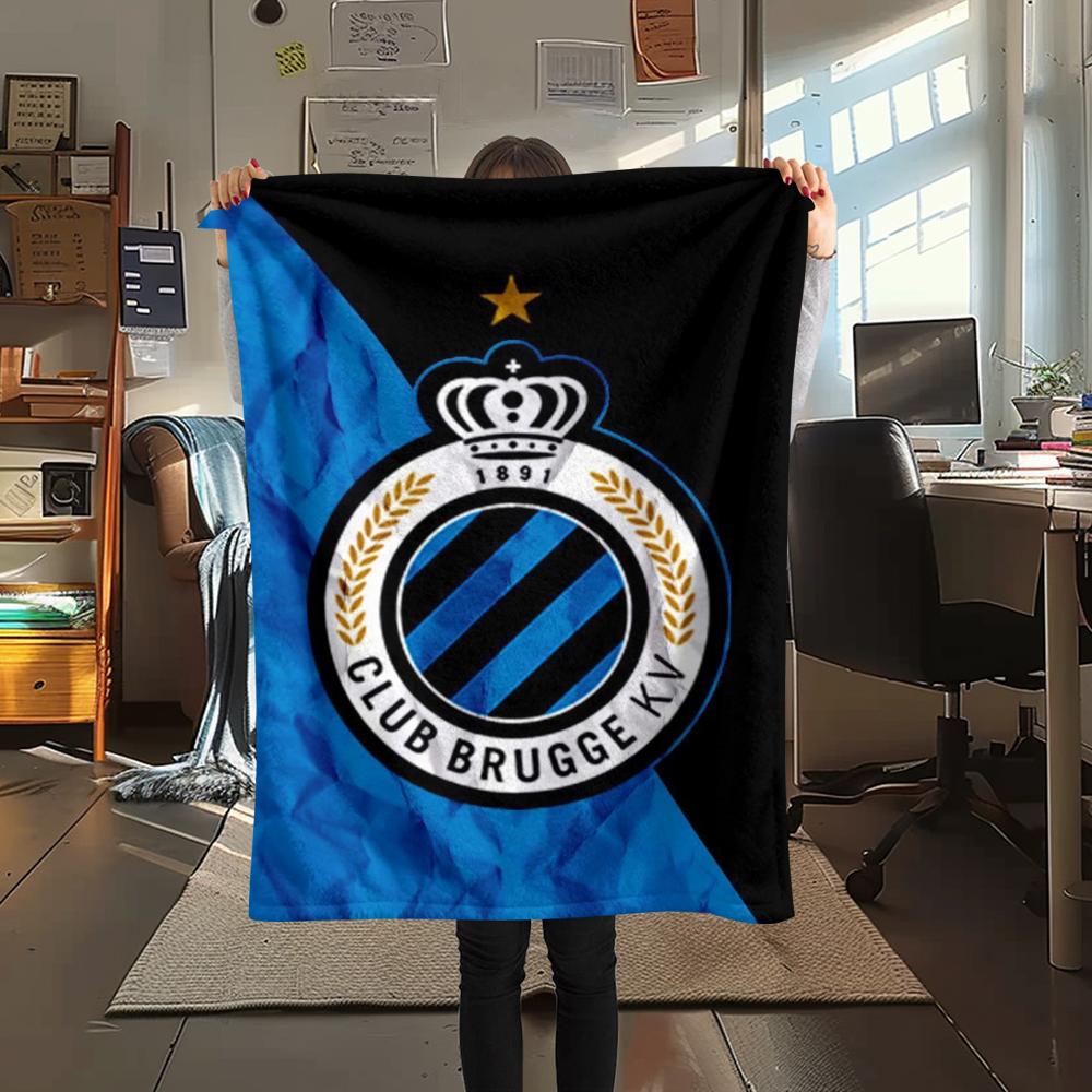1 Pezzo Coperta in Flanella con Stampa Club Brugge K V, Alta Qualità Comoda per Tutte le Stagioni, Decorazione per la Casa, Calore e Comfort, Perfetta per Regali di Natale