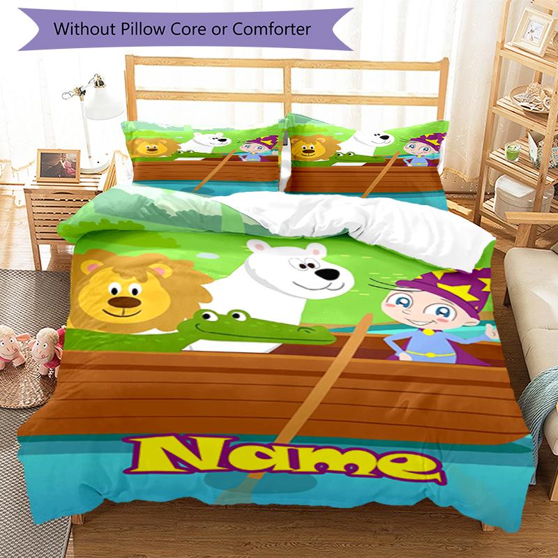 3pcs Custom Name Aggu The Little Wizard Bedding Set Duvet Cover Closure Includes 1 Duvet Cover & 2 Pillowcases, Soft and Comfortable for All Seasons.