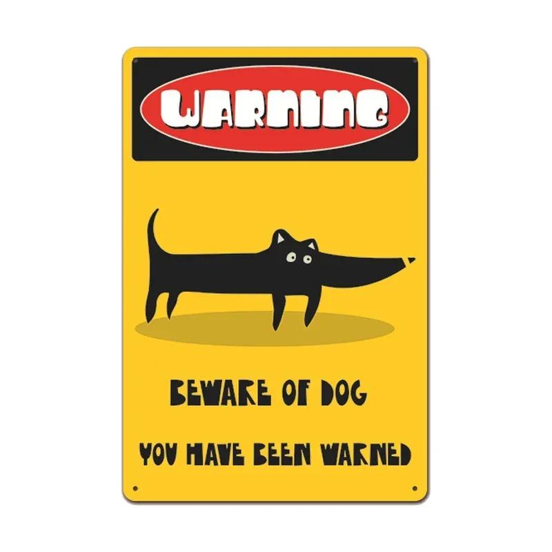Retro Metal Tin Sign  Warning Dog  Vintage Wall Decor for Home Garden Cafe  Perfect for IndoorOutdoor Use  Rustic Poster Prin