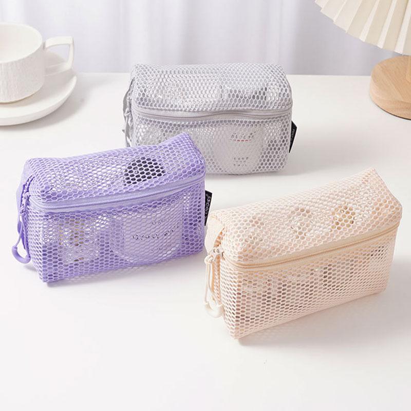 Casual Nylon Storage Pouch Hand-held With Zipper Cosmetic Bag Multipurpose Mesh Pouch Travel