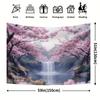 2D Sakura Waterfall Backdrop Cherry Blossom Lake Background