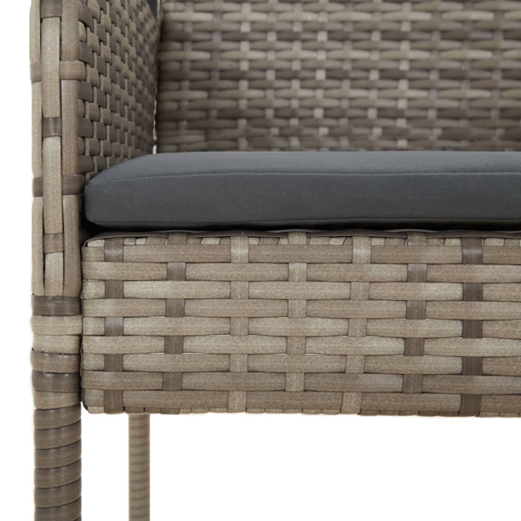 Vidaxl 5-Cz. Garden Furniture Set, Cushions, Black-Grey PE Rattan