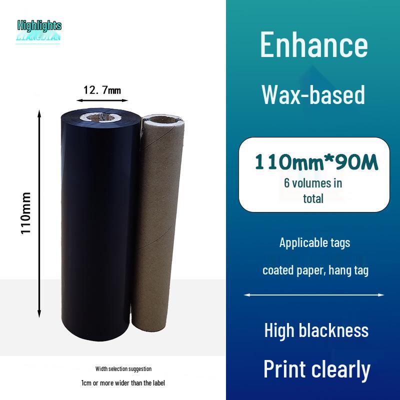Hybrid Wax-Based Carbon Ribbon Roll for Printer Label Paper, Full Resin 80mm x 60m