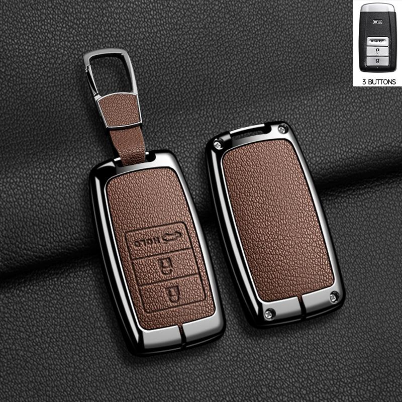 Leather+Metal Car Key Case Cover for Honda Acura RLX MDX CDX TLX-L NSX RDX Shell Fob Holder Auto Shell Fob Protector Accessories