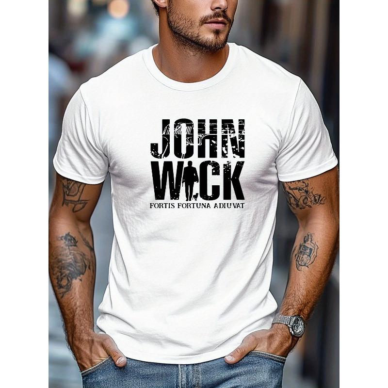 Europäische Größen Herren John Wick Film Grafik T-Shirt - Ikonischer Action-Print Kurzarm Rundhals Lässiges Sommer-T-Shirt Geeignet für Fans