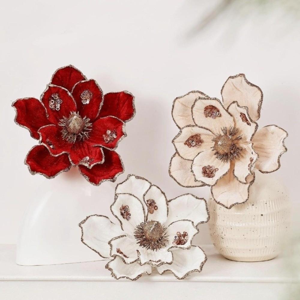 Sequins Christmas Glitter Flower 21CM Simulation Flowers New Sequins Flower Home Decoration