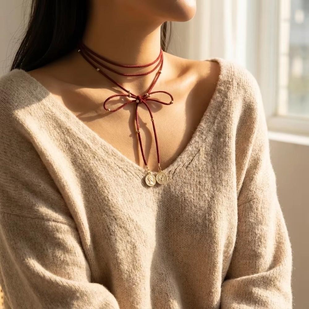 Long Chain Knotted Choker Necklace Y2K Neck Chain Sexy Layered Chain Choker Women