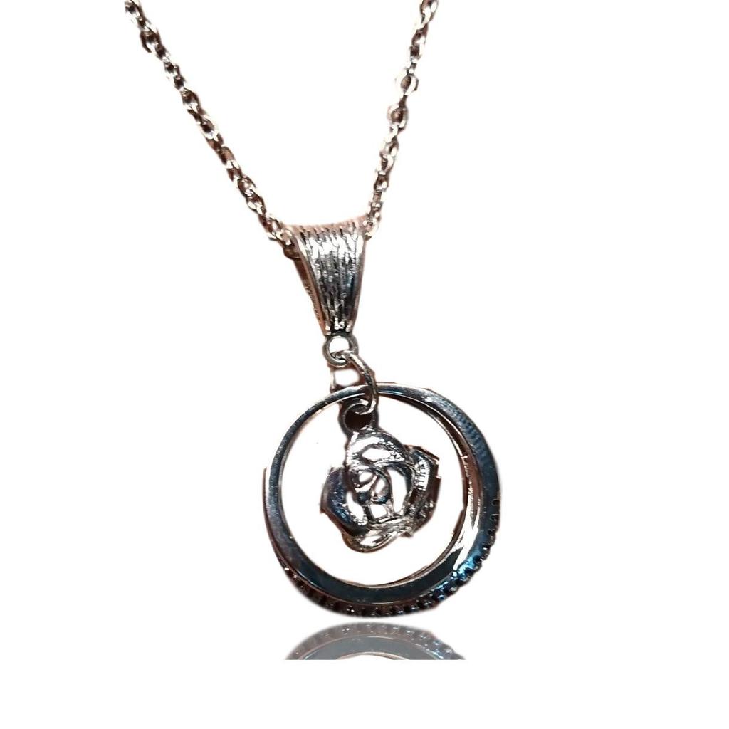 Rose motif necklace, silver