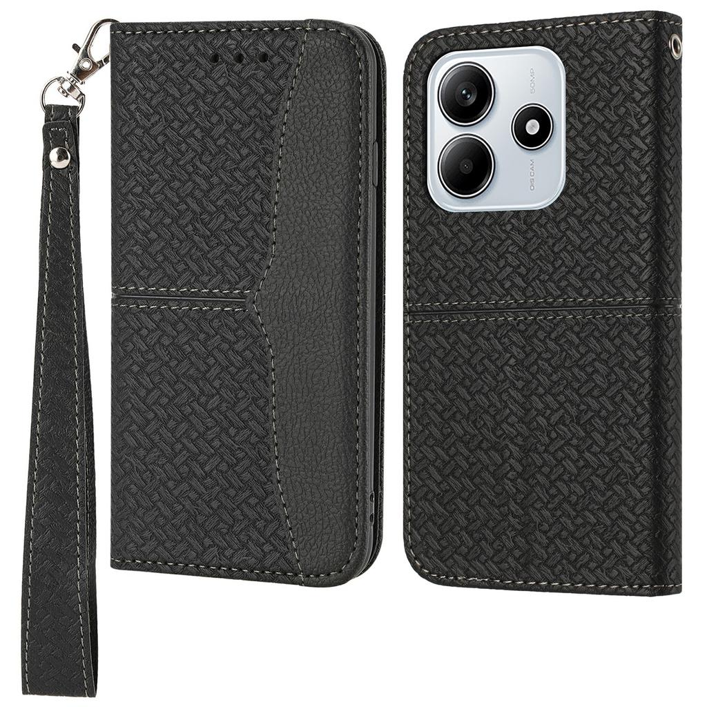 For Xiaomi Redmi Note 14 5G Case Woven Texture PU Leather Wallet Phone Cover