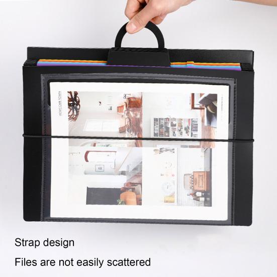 Hängande mapporganisatör med 6 stora fickor, bärbar, hopfällbar, platsbesparande väggfilhållare, regnbågsfärgad dokumenthållare