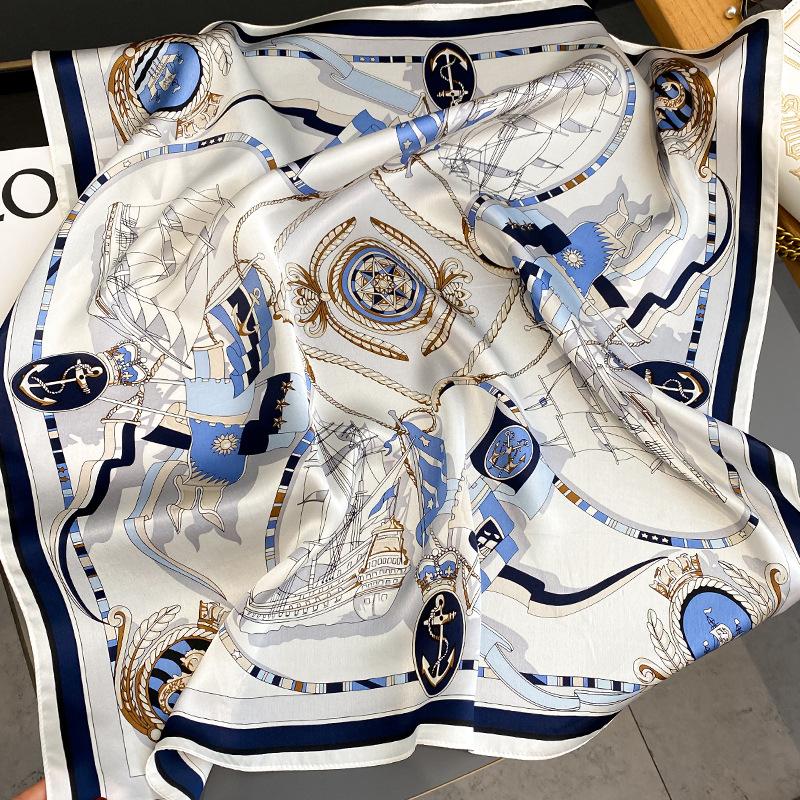 Temperament Silk Silk Scarf Small Square Scarf Gift Mulberry Silk Silk Scarf Spring and Autumn White Small Scarf Suit Decoration