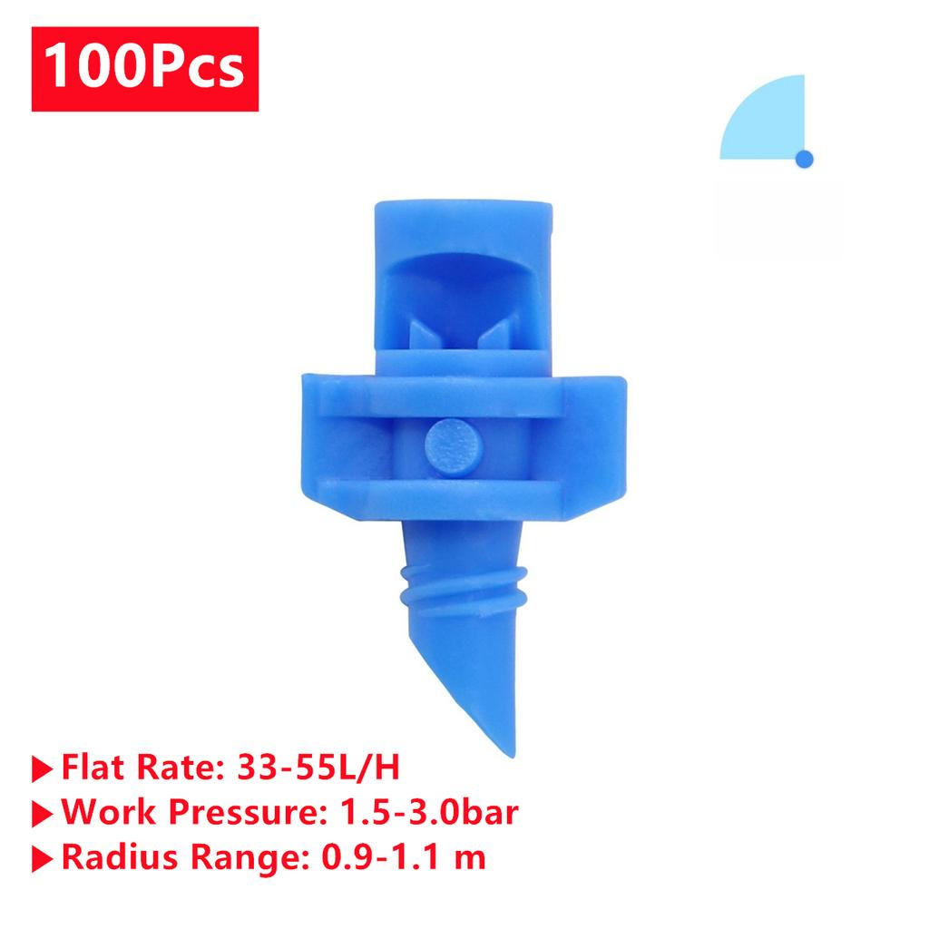Refraction Nozzle and Spiked Holder Kit 90/180/360 Degree Spraying Head for Garden Lawn Drip Irrigation Micro-Spraying 20/100Pcs