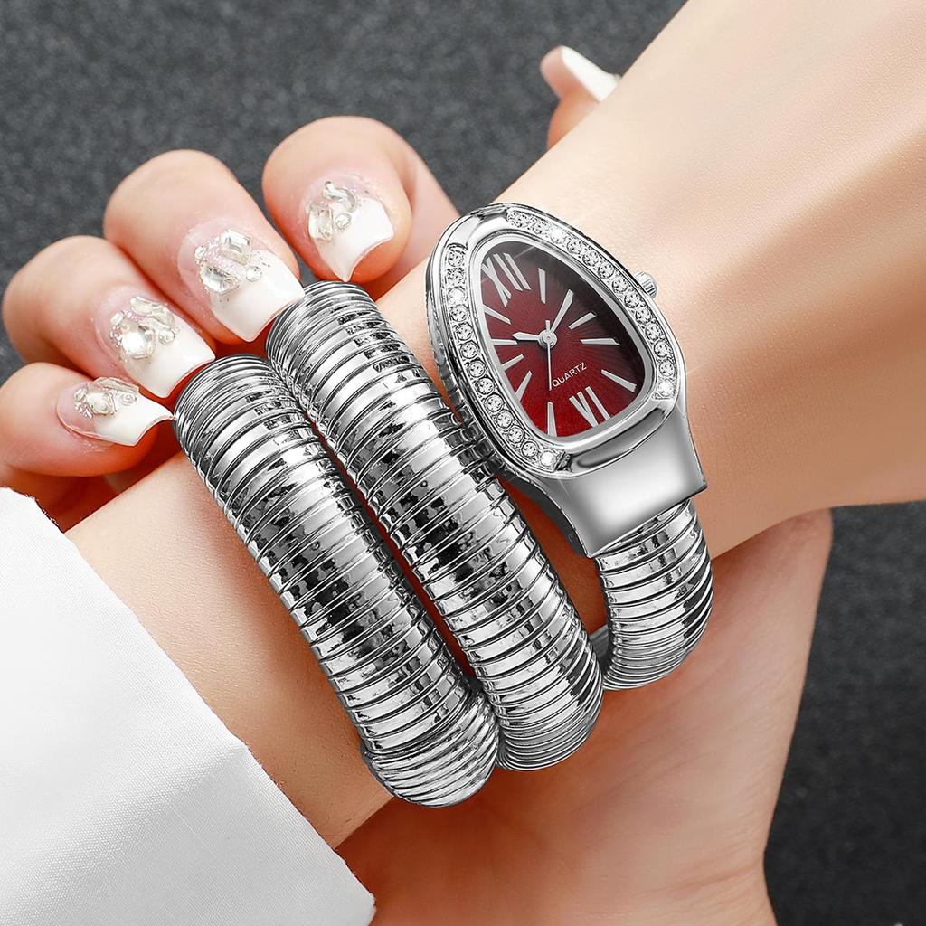 Fashion Women Snake Shape Quartz Watches Luxury Rhinestone Roma Dial Wristwatch Girls Clock Reloj Mujer