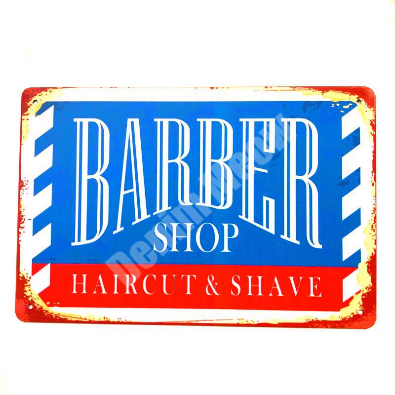 Haircut & Shave Retro Metal Plates Pub DecorationAdvertising Barbershop Wall Stickers Top Hairstyle Art Plaque Home Decor